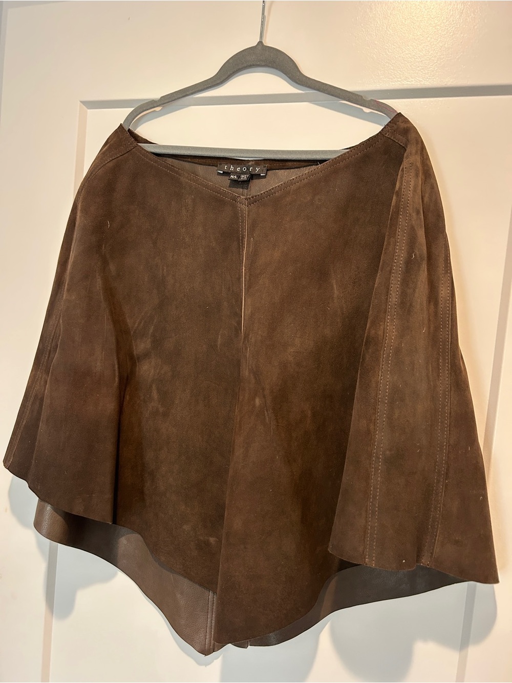 Theory Chocolate Brown Suede poncho